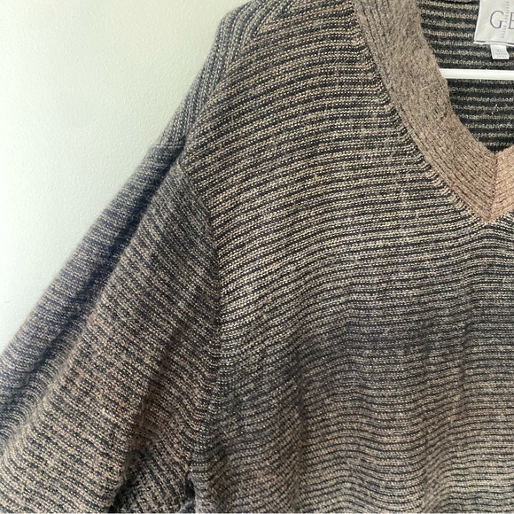 Vintage Geoffrey Beene striped V neck grandpa pullover sweater size XL - Picture 6 of 8